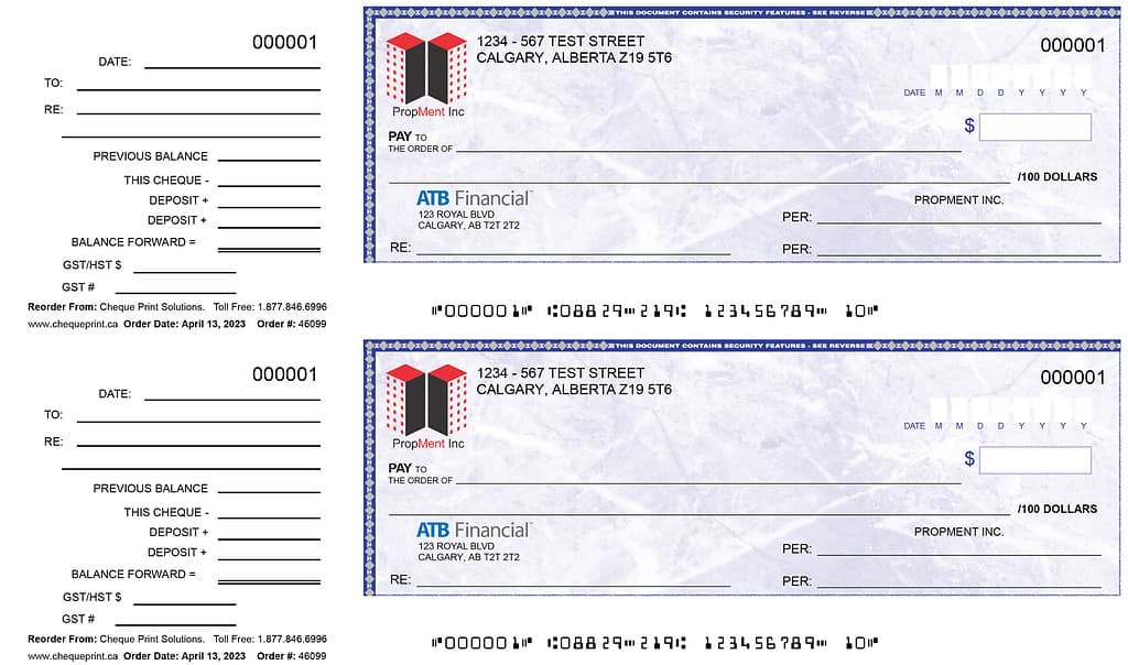 ATB Cheques, ATB Order Cheque - Cheque Print